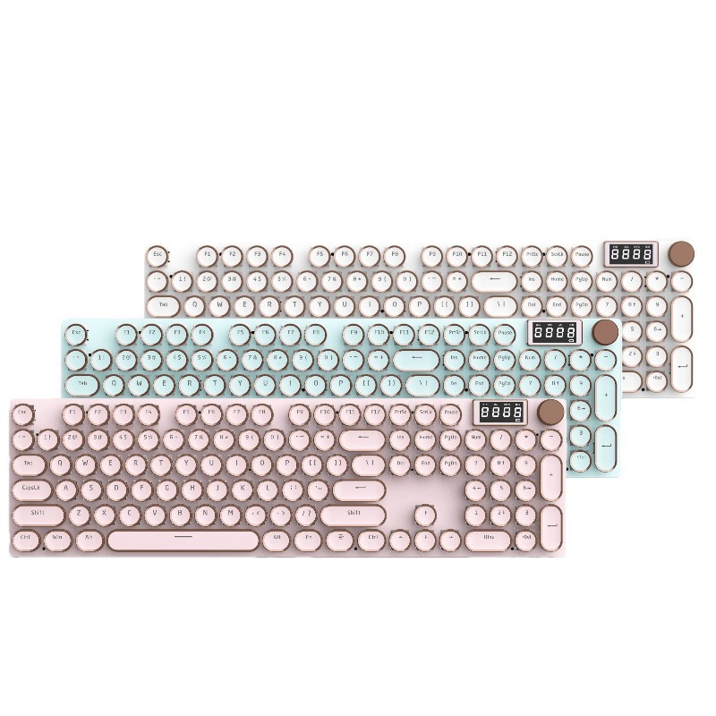 Μηχανικό πληκτρολόγιο K74, 104 πλήκτρα, τριών λειτουργιών σύνδεσης, λευκοί μηχανικοί διακόπτες, RGB φωτισμός