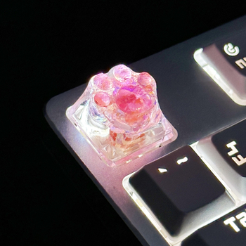 DIY смолна ключ капачка с котешка лапка – полупрозрачна, ръчна изработка, съвместима с cross-stem механични клавиатури, печатано лого, персонализирана обработка, лицензирана частна марка