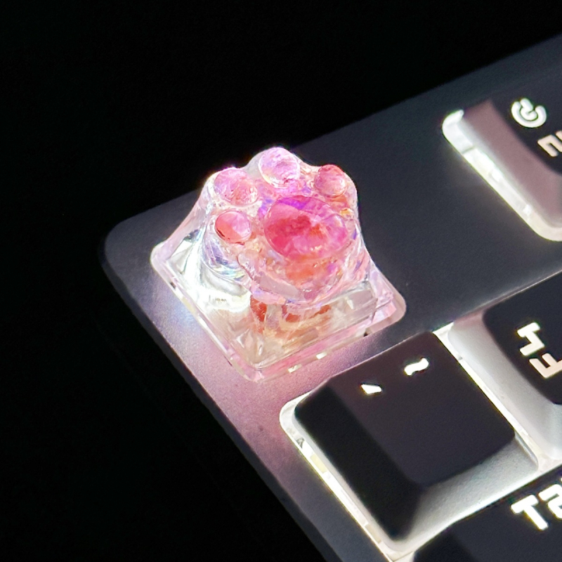 DIY смолна ключ капачка с котешка лапка – полупрозрачна, ръчна изработка, съвместима с cross-stem механични клавиатури, печатано лого, персонализирана обработка, лицензирана частна марка