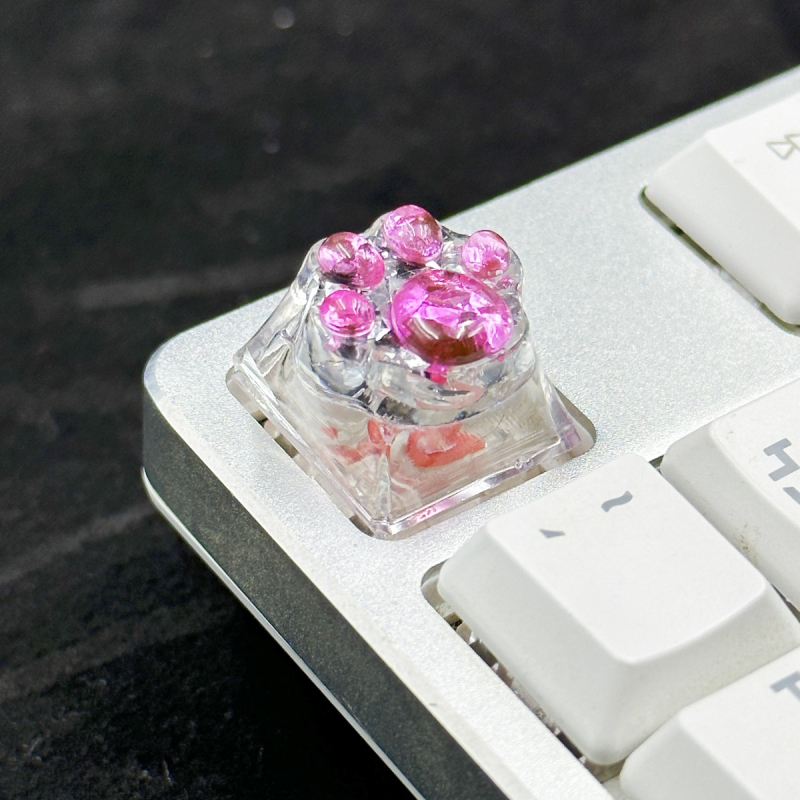 DIY смолна ключ капачка с котешка лапка – полупрозрачна, ръчна изработка, съвместима с cross-stem механични клавиатури, печатано лого, персонализирана обработка, лицензирана частна марка