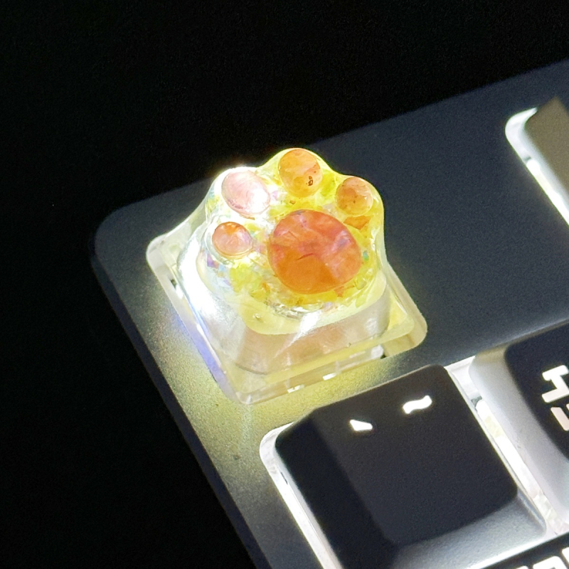 DIY смолна ключ капачка с котешка лапка – полупрозрачна, ръчна изработка, съвместима с cross-stem механични клавиатури, печатано лого, персонализирана обработка, лицензирана частна марка