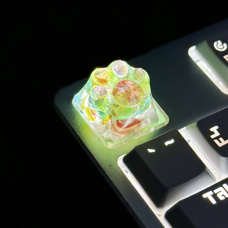 DIY смолна ключ капачка с котешка лапка – полупрозрачна, ръчна изработка, съвместима с cross-stem механични клавиатури, печатано лого, персонализирана обработка, лицензирана частна марка