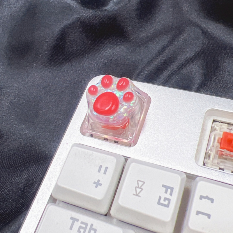 DIY смолна ключ капачка с котешка лапка – полупрозрачна, ръчна изработка, съвместима с cross-stem механични клавиатури, печатано лого, персонализирана обработка, лицензирана частна марка