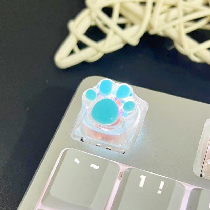 DIY смолна ключ капачка с котешка лапка – полупрозрачна, ръчна изработка, съвместима с cross-stem механични клавиатури, печатано лого, персонализирана обработка, лицензирана частна марка