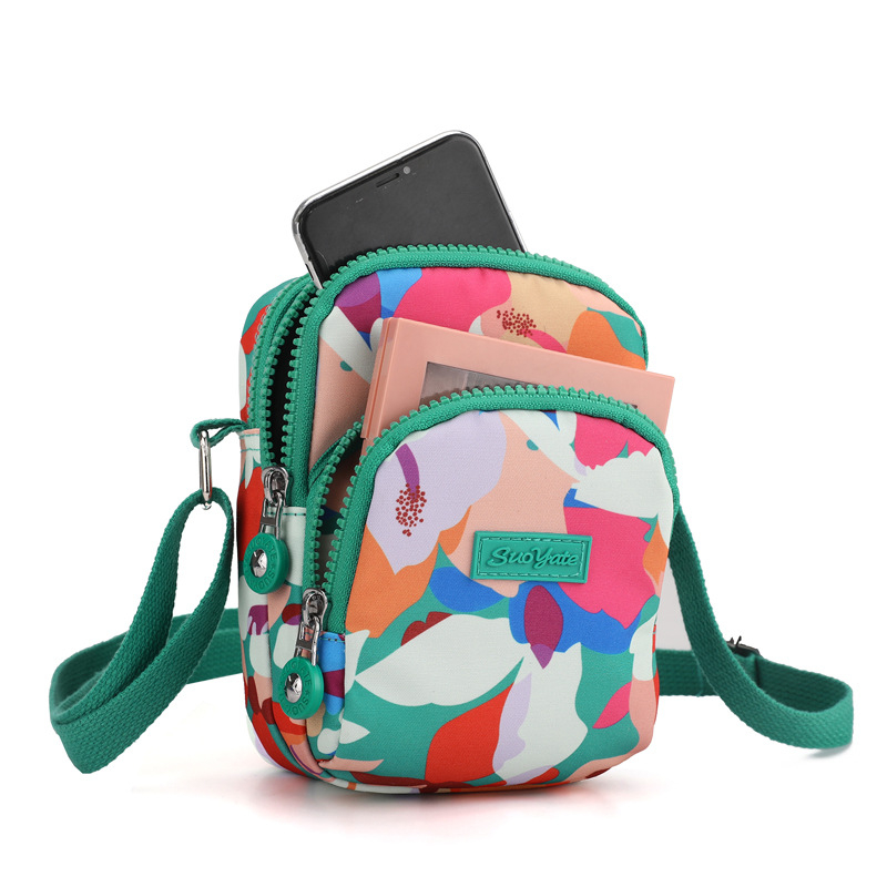 Ženska torbica za mobitel, višeslojna crossbody, etničkog stila (Oxford tkanina • zatvarač • unutarnja mreža sa zatvaračem • uspravni kvadratni oblik • podstava od poliestera)