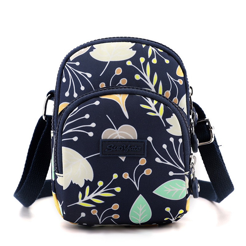 Ženska torbica za mobitel, višeslojna crossbody, etničkog stila (Oxford tkanina • zatvarač • unutarnja mreža sa zatvaračem • uspravni kvadratni oblik • podstava od poliestera)