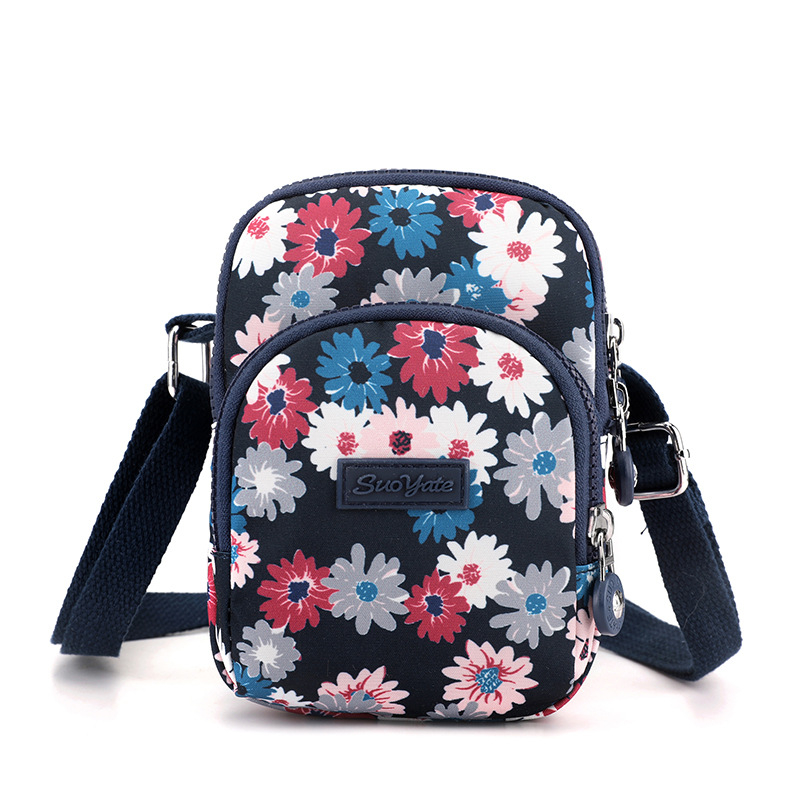Ženska torbica za mobitel, višeslojna crossbody, etničkog stila (Oxford tkanina • zatvarač • unutarnja mreža sa zatvaračem • uspravni kvadratni oblik • podstava od poliestera)
