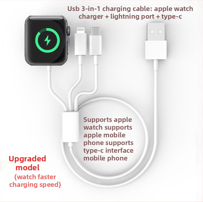 3-u-1 Bežični punjač za Apple Watch i iPhone — magnetsko punjenje, QC3.0, Ukupna snaga 5W, Izlazna struja 2A, Izlaz 2.5W