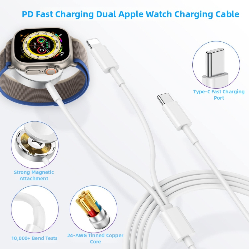 3-u-1 Bežični punjač za Apple Watch i iPhone — magnetsko punjenje, QC3.0, Ukupna snaga 5W, Izlazna struja 2A, Izlaz 2.5W