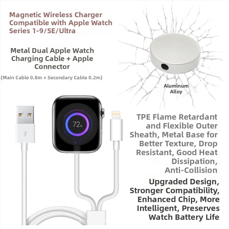 3-u-1 Bežični punjač za Apple Watch i iPhone — magnetsko punjenje, QC3.0, Ukupna snaga 5W, Izlazna struja 2A, Izlaz 2.5W