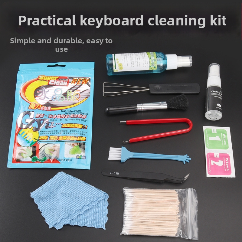 Mehāniskas tastatūras tīrīšanas komplekts ar taustiņu vilcēju un vārpstas vilcēju (tīrīšanas rīki tastatūras uzturēšanai)