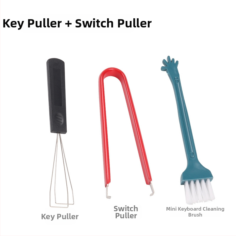 Mehāniskas tastatūras tīrīšanas komplekts ar taustiņu vilcēju un vārpstas vilcēju (tīrīšanas rīki tastatūras uzturēšanai)