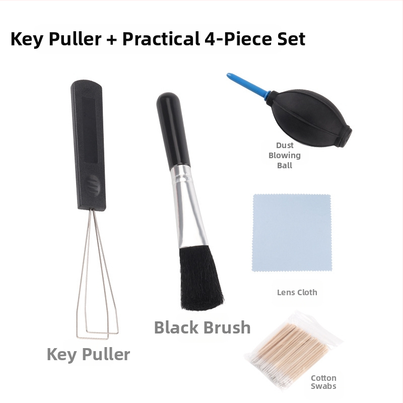 Mehāniskas tastatūras tīrīšanas komplekts ar taustiņu vilcēju un vārpstas vilcēju (tīrīšanas rīki tastatūras uzturēšanai)