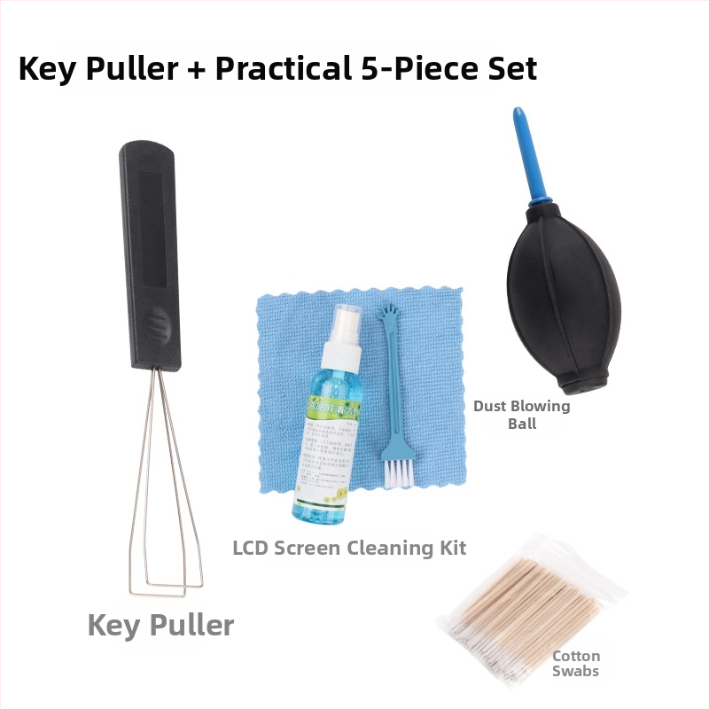 Mehāniskas tastatūras tīrīšanas komplekts ar taustiņu vilcēju un vārpstas vilcēju (tīrīšanas rīki tastatūras uzturēšanai)