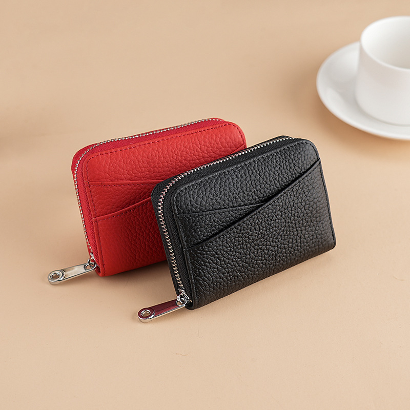 Δερμάτινος Ακορντεόν Καρτών με Πολλαπλά Διαμερίσματα, Αντιμαγνητικό, Πρώτο Στρώμα Βοδινού Δέρματος, Θήκη για Κέρματα, Αστικός Μινιμαλισμός