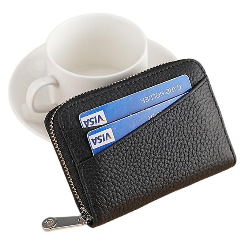 Δερμάτινος Ακορντεόν Καρτών με Πολλαπλά Διαμερίσματα, Αντιμαγνητικό, Πρώτο Στρώμα Βοδινού Δέρματος, Θήκη για Κέρματα, Αστικός Μινιμαλισμός