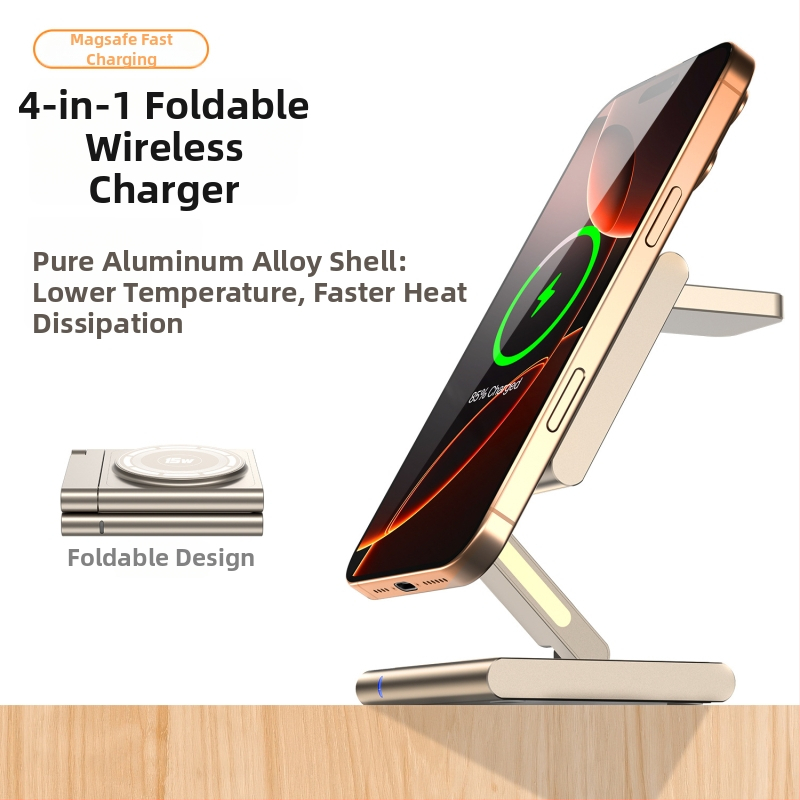 Magnetický bezdrôtový nabíjač 3 v 1 pre Apple iPhone Qi2 PD rýchle nabíjanie, celkový výkon 23W (Telefón 15W / Slúchadlá 5W / Hodinky 2,5W)