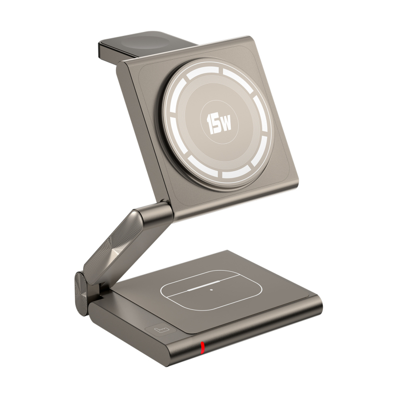 Magnetický bezdrôtový nabíjač 3 v 1 pre Apple iPhone Qi2 PD rýchle nabíjanie, celkový výkon 23W (Telefón 15W / Slúchadlá 5W / Hodinky 2,5W)