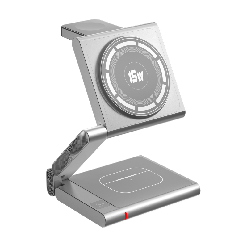 Magnetický bezdrôtový nabíjač 3 v 1 pre Apple iPhone Qi2 PD rýchle nabíjanie, celkový výkon 23W (Telefón 15W / Slúchadlá 5W / Hodinky 2,5W)