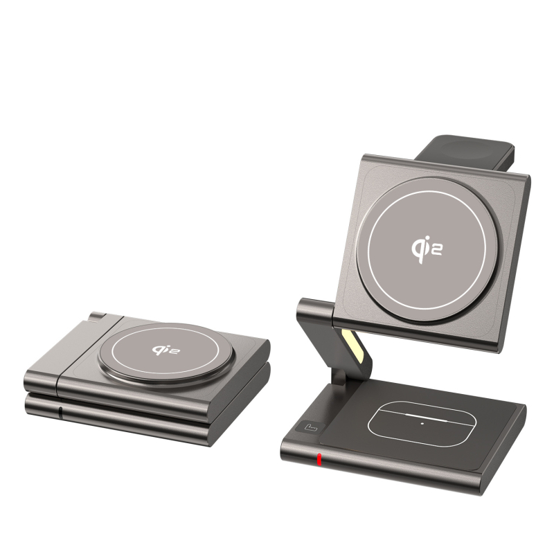 Magnetický bezdrôtový nabíjač 3 v 1 pre Apple iPhone Qi2 PD rýchle nabíjanie, celkový výkon 23W (Telefón 15W / Slúchadlá 5W / Hodinky 2,5W)