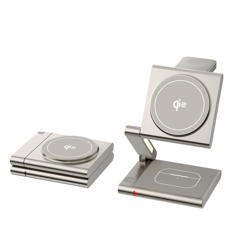 Magnetický bezdrôtový nabíjač 3 v 1 pre Apple iPhone Qi2 PD rýchle nabíjanie, celkový výkon 23W (Telefón 15W / Slúchadlá 5W / Hodinky 2,5W)