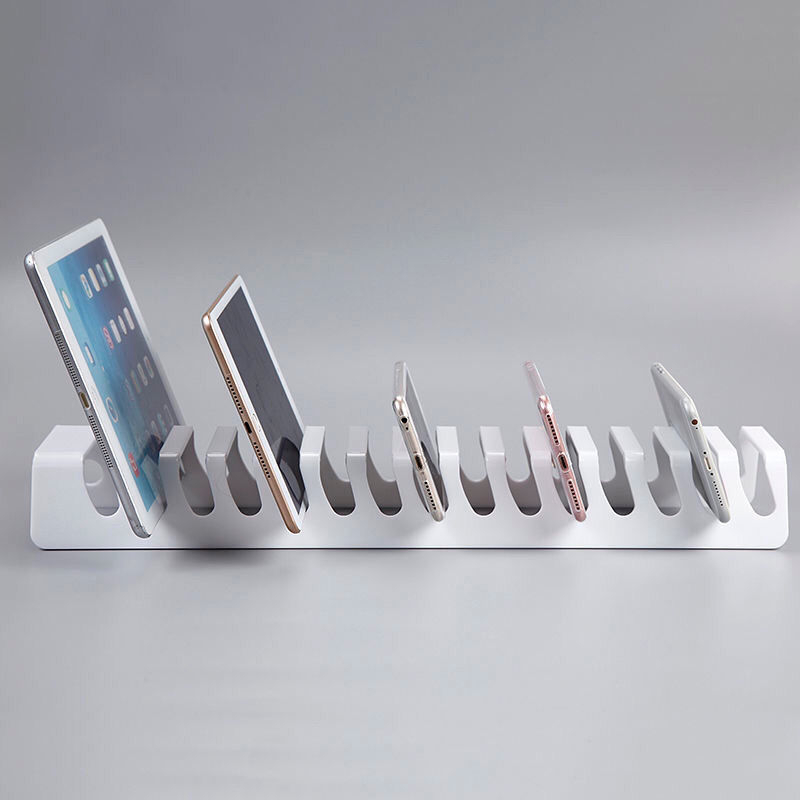 Držiak na mobilný telefón, transparentný akryl, viacportové nabíjanie