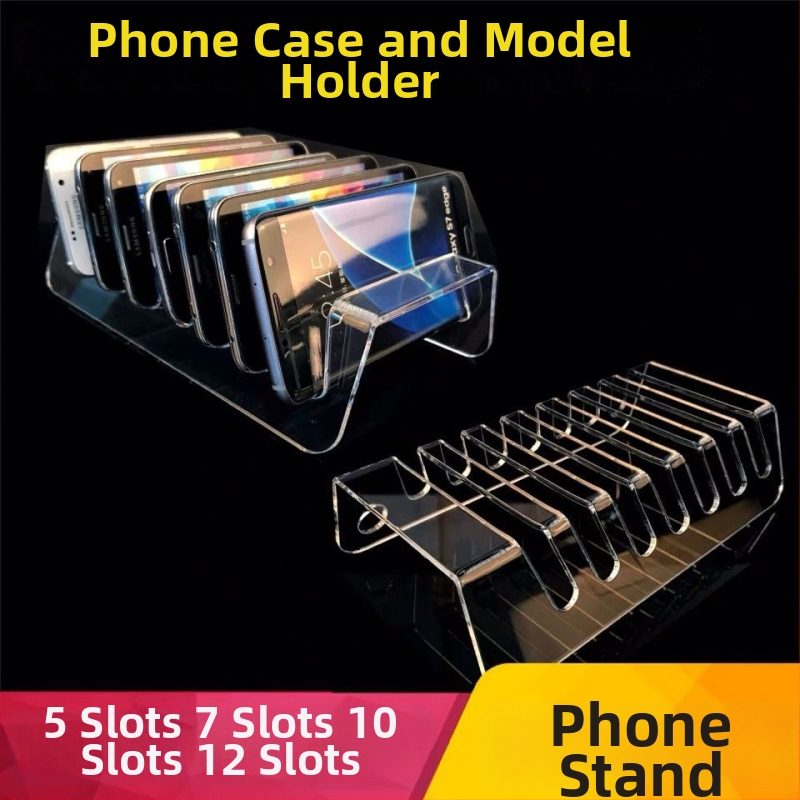 Držiak na mobilný telefón, transparentný akryl, viacportové nabíjanie