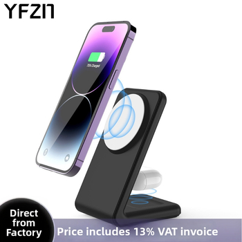 Divu vienu magnetiska bezvadu uzlāde ar saliekamu statīvu, Apple ierīcēm, 15W ātra bezvadu uzlāde