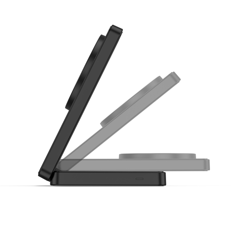 Divu vienu magnetiska bezvadu uzlāde ar saliekamu statīvu, Apple ierīcēm, 15W ātra bezvadu uzlāde