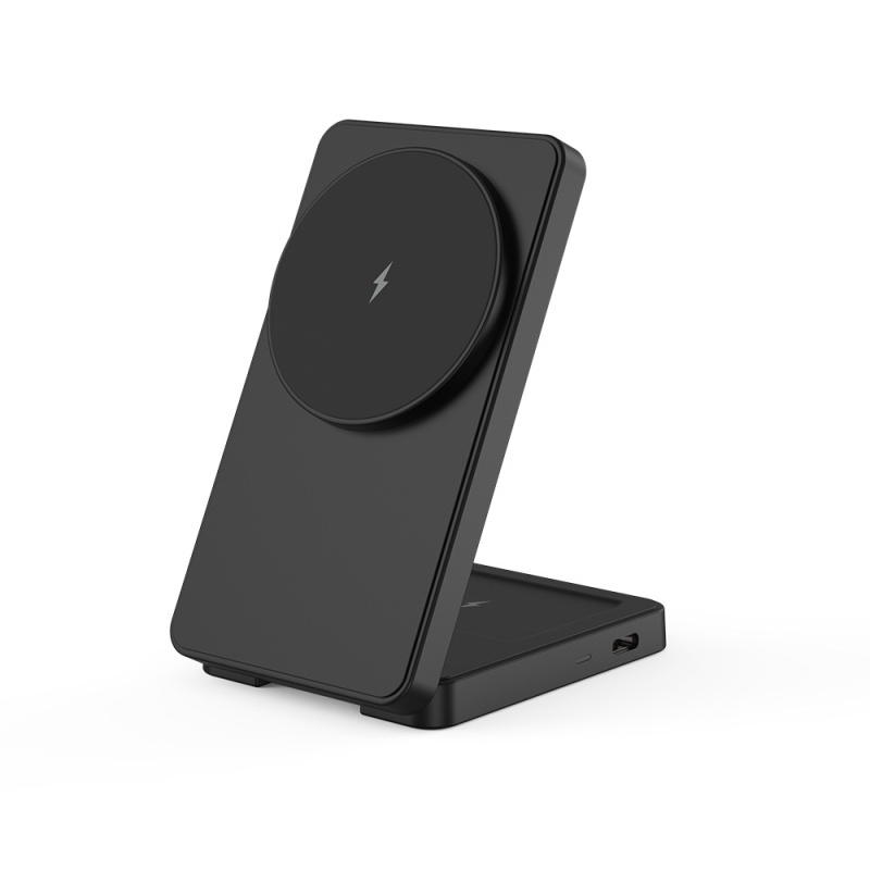 Divu vienu magnetiska bezvadu uzlāde ar saliekamu statīvu, Apple ierīcēm, 15W ātra bezvadu uzlāde