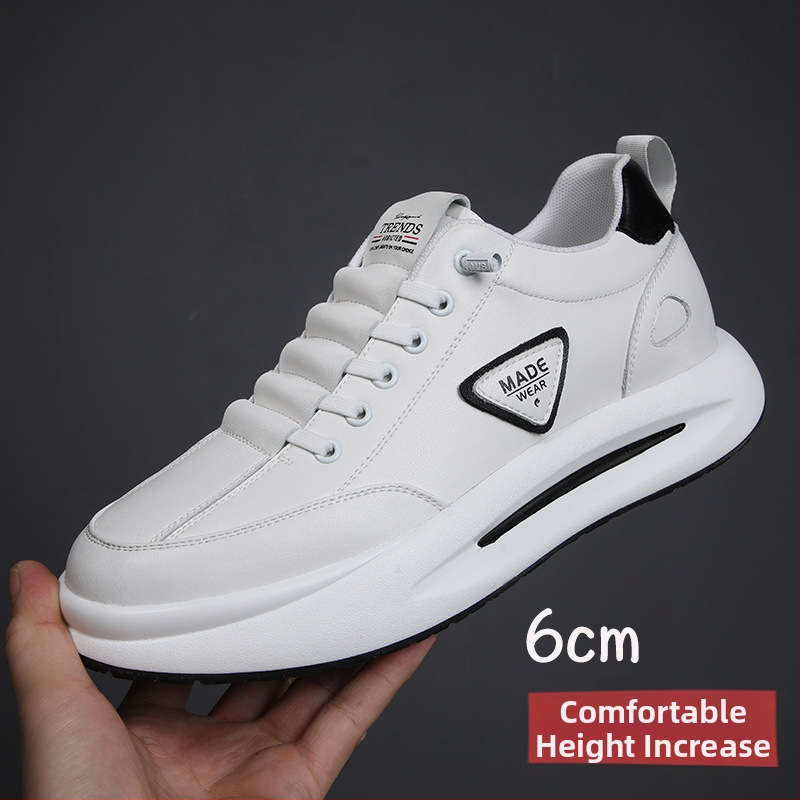 Vīriešu ādas sporta apavi ar slēgtu augstuma palielināšanu, virsma no govs ādas, PU iekšējā zolīte ar sietu, gumijas zole, zems papēdis 1-3 cm