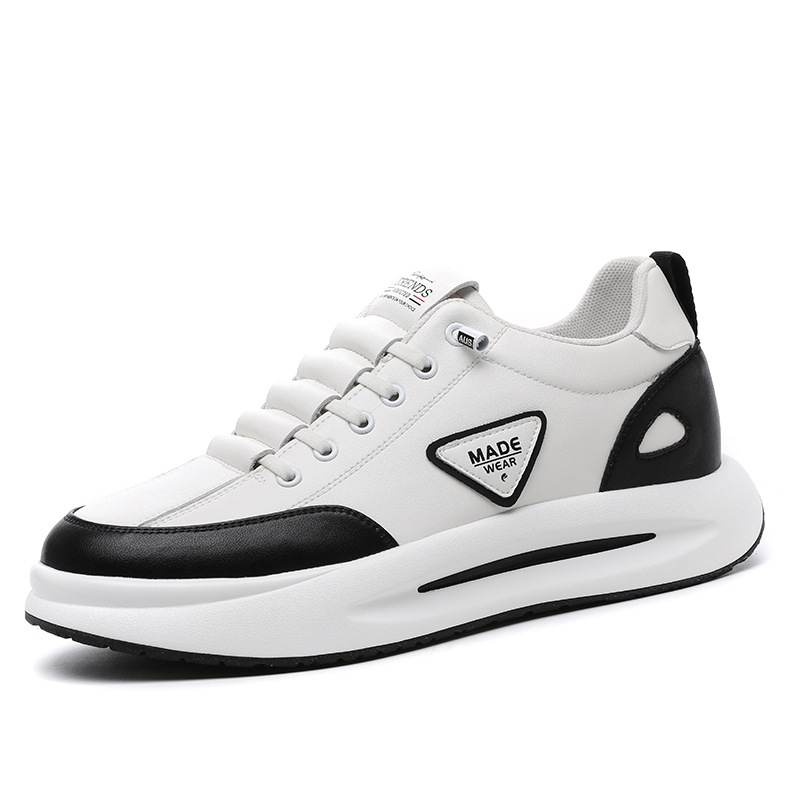 Vīriešu ādas sporta apavi ar slēgtu augstuma palielināšanu, virsma no govs ādas, PU iekšējā zolīte ar sietu, gumijas zole, zems papēdis 1-3 cm