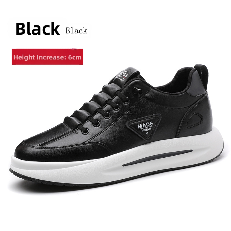 Vīriešu ādas sporta apavi ar slēgtu augstuma palielināšanu, virsma no govs ādas, PU iekšējā zolīte ar sietu, gumijas zole, zems papēdis 1-3 cm