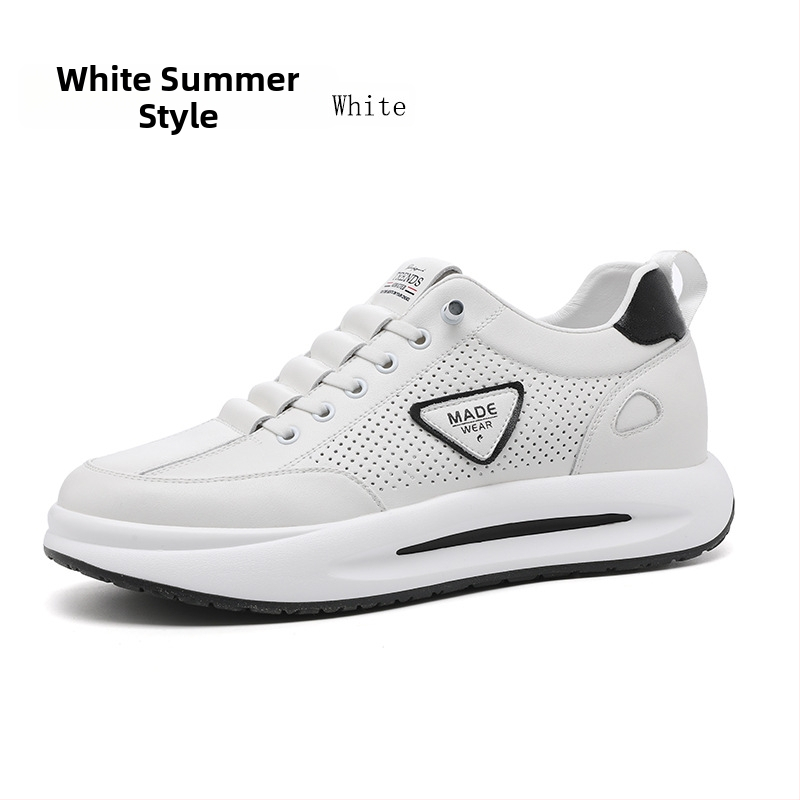 Vīriešu ādas sporta apavi ar slēgtu augstuma palielināšanu, virsma no govs ādas, PU iekšējā zolīte ar sietu, gumijas zole, zems papēdis 1-3 cm