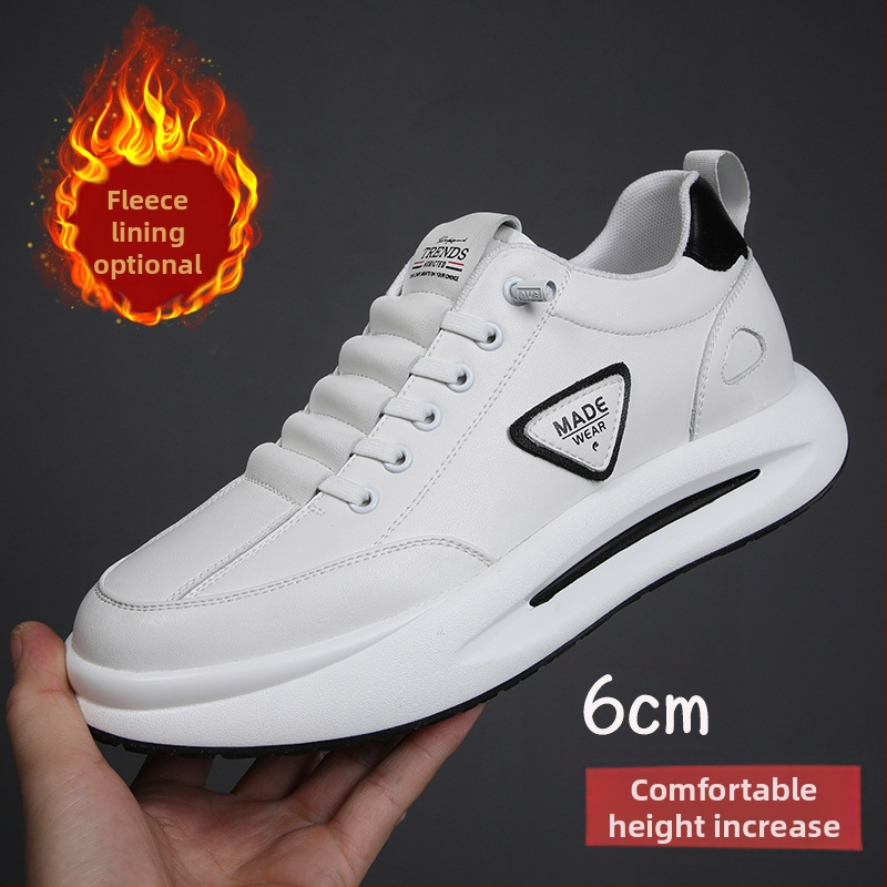 Vīriešu ādas sporta apavi ar slēgtu augstuma palielināšanu, virsma no govs ādas, PU iekšējā zolīte ar sietu, gumijas zole, zems papēdis 1-3 cm