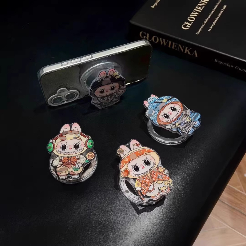 Držiak na telefón s magnetickým uchytením, DIY prispôsobenie, 360° otáčanie, skladací, rozkošný kreslený dizajn, módny štýl, plast