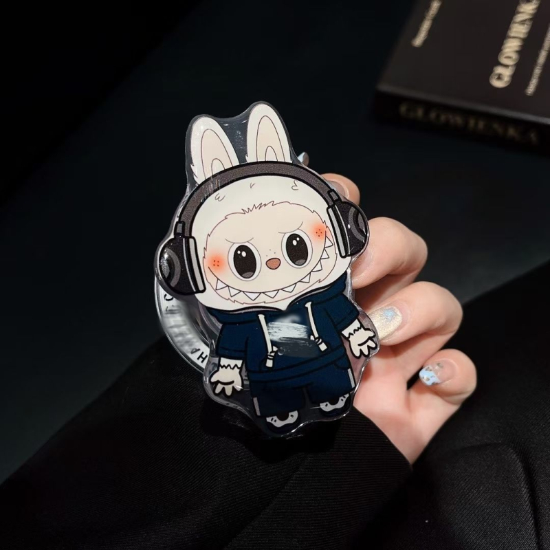 Držiak na telefón s magnetickým uchytením, DIY prispôsobenie, 360° otáčanie, skladací, rozkošný kreslený dizajn, módny štýl, plast