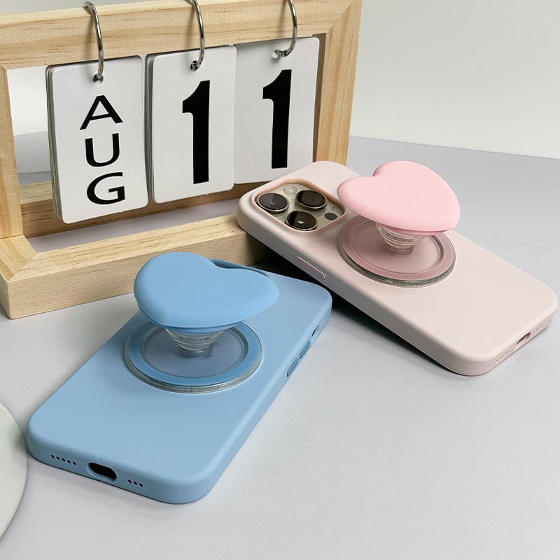 Snap-on silikona tālruņa statīvs, modelis X-113, savietojams ar iPhone 12–15, magnētiskais MagSafe, salokāms.