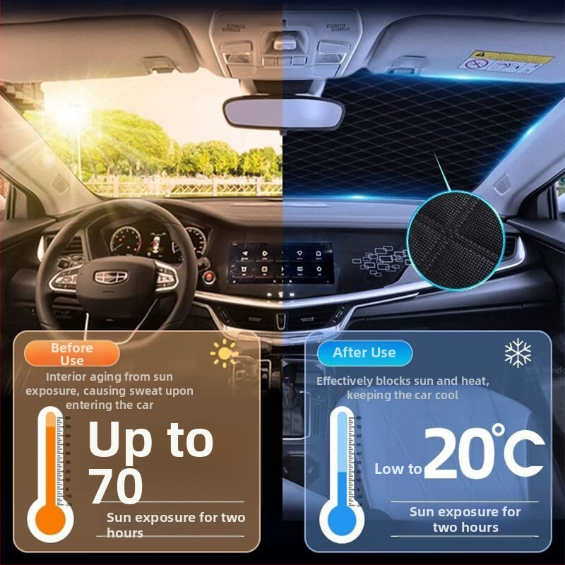Слънцезащитна щора за предното стъкло на автомобил – алуминиево фолио, телескопичен монтаж, съвместима с Toyota