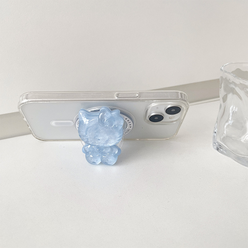 Stojan na telefón na stole s motívom KT mačky, magnetický, odnímateľný a vysúvací, z plastu, karikatúrny štýl