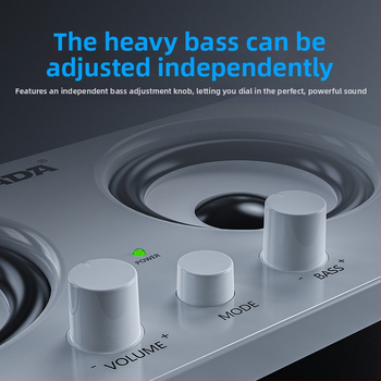 Datoru skaļruņi 2.1 ar USB barošanu, galda veidols, 3,5 mm ligzda, frekvenču diapazons 40 Hz–20 kHz, jauda 3 W