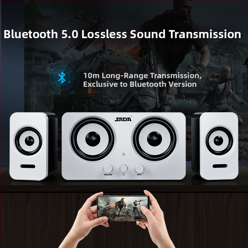 Datoru skaļruņi 2.1 ar USB barošanu, galda veidols, 3,5 mm ligzda, frekvenču diapazons 40 Hz–20 kHz, jauda 3 W