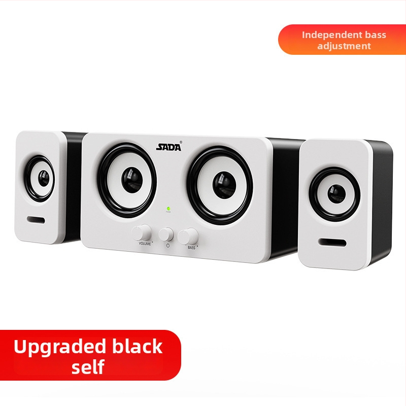 Datoru skaļruņi 2.1 ar USB barošanu, galda veidols, 3,5 mm ligzda, frekvenču diapazons 40 Hz–20 kHz, jauda 3 W