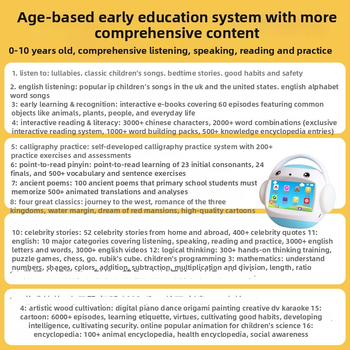 Μηχανή πρώιμης εκπαίδευσης για παιδιά με οθόνη LCD, επαναφορτιζόμενη μπαταρία, Wi-Fi και εφαρμογή, αναπαραγωγή MP3, 8GB μνήμη