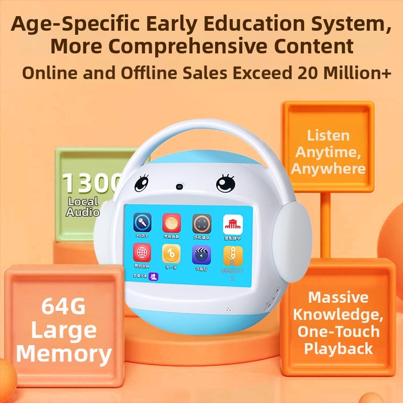 Μηχανή πρώιμης εκπαίδευσης για παιδιά με οθόνη LCD, επαναφορτιζόμενη μπαταρία, Wi-Fi και εφαρμογή, αναπαραγωγή MP3, 8GB μνήμη