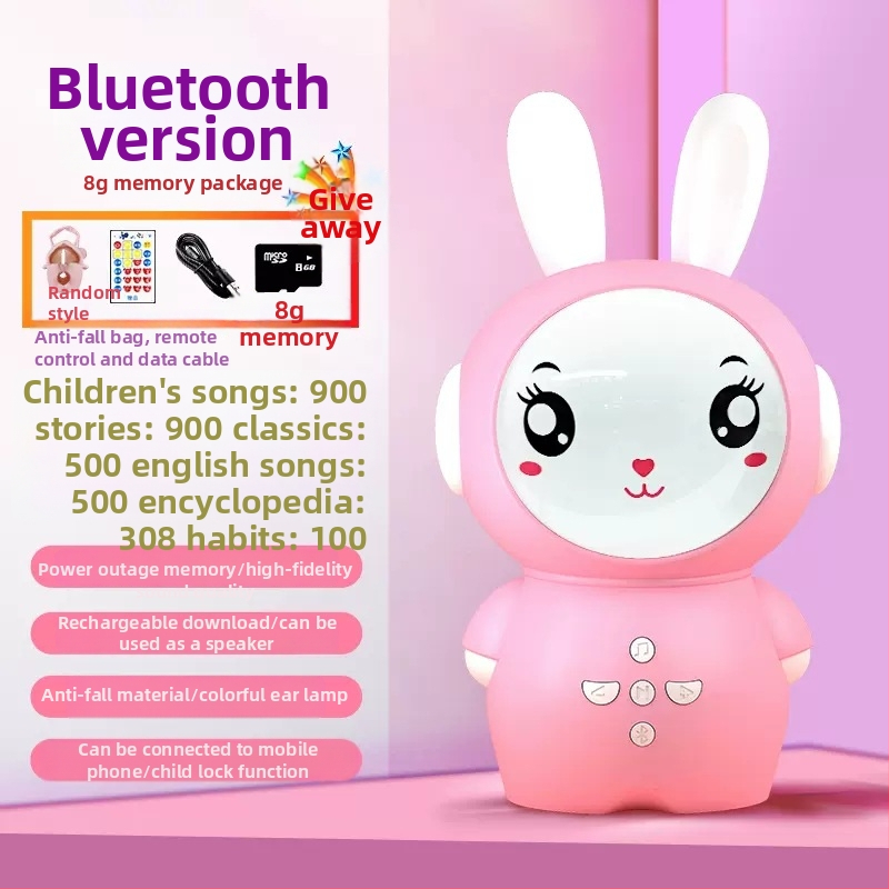 Детска образователна приказна машина с зайче — Bluetooth, дистанционно управление, MP3 възпроизвеждане, 8GB памет, ABS материал