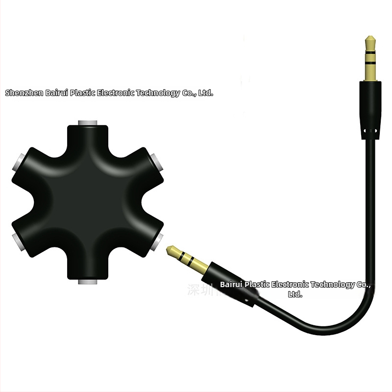 1 na 5 slúchadlový audio splitter s meďovým jadrom, výstupné audio rozhranie, 20 cm kábel súčasťou balenia