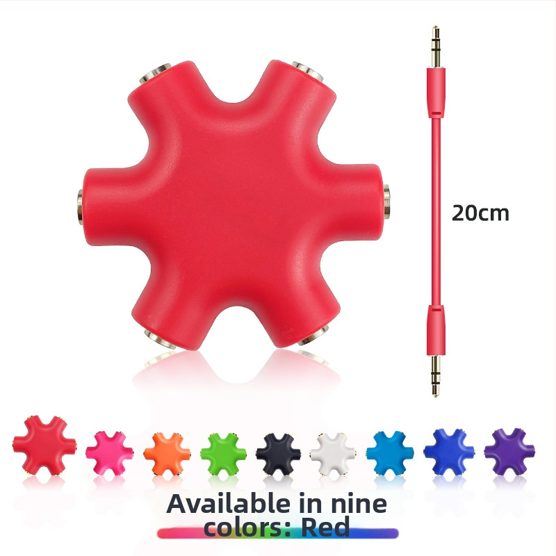 1 na 5 slúchadlový audio splitter s meďovým jadrom, výstupné audio rozhranie, 20 cm kábel súčasťou balenia