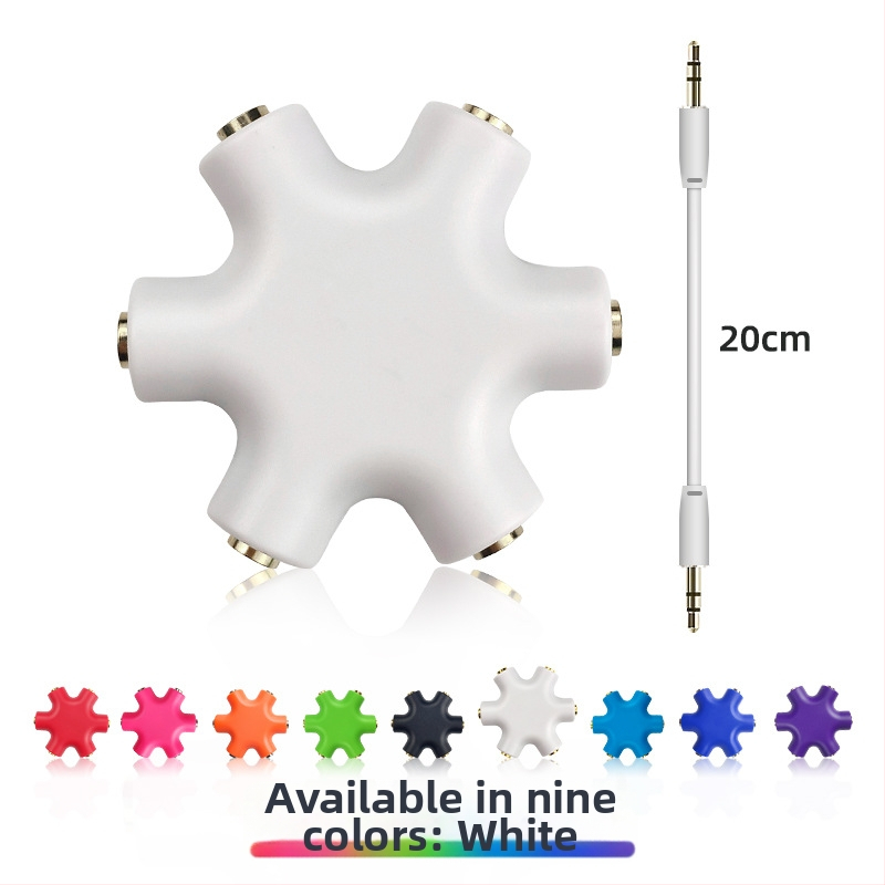 1 na 5 slúchadlový audio splitter s meďovým jadrom, výstupné audio rozhranie, 20 cm kábel súčasťou balenia
