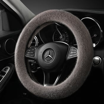 Husă de volan din pluș artificial, stil simplu, potrivire universală, cusută manual, pentru iarnă